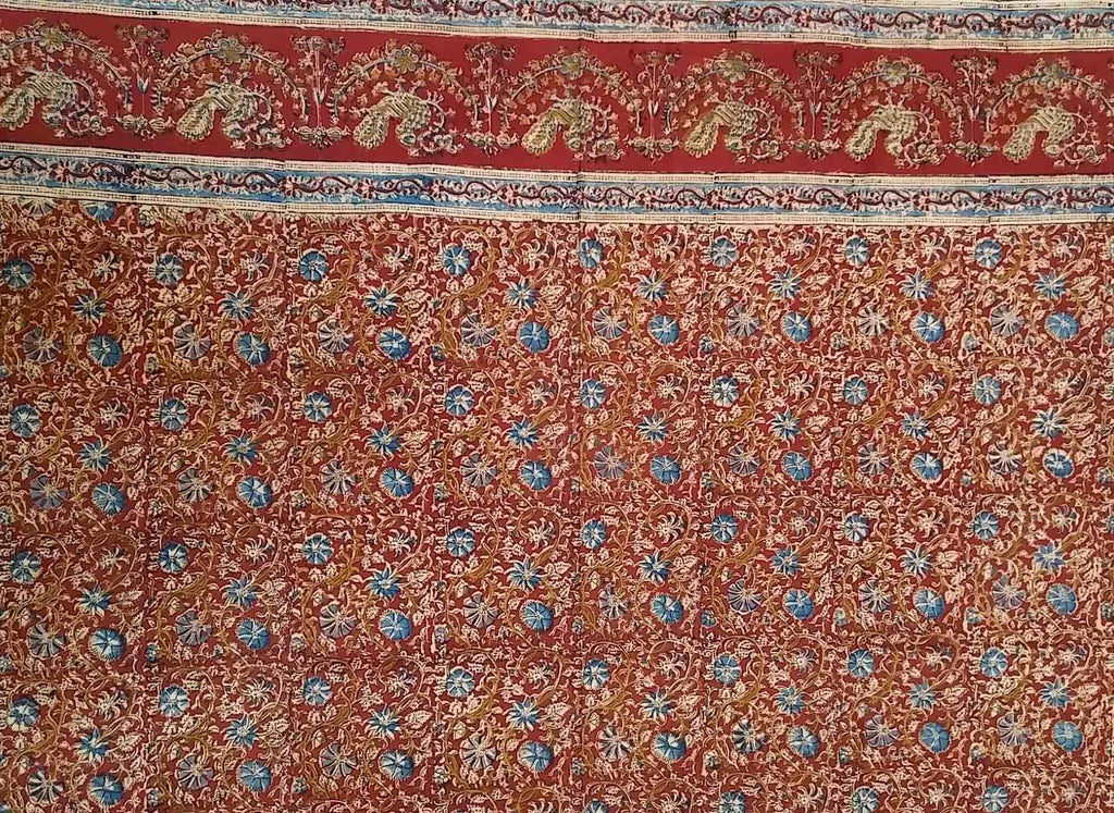 Handmade 100% Cotton Block Print Vegetable Dye Curtain Panel Cotton 46x84 Red - Sweet Us