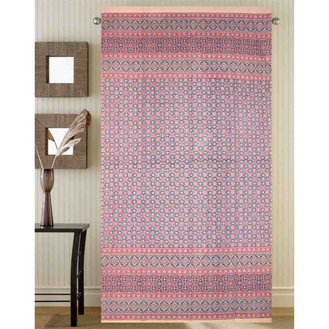 Morocaan Foulard Floral Curtain Cotton Drape Door Panel Pink Rod Pocket 46 x 82 - Sweet Us