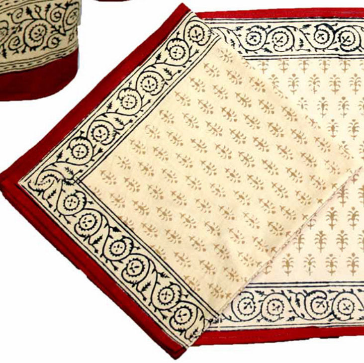 Handmade 100% Cotton Hand Block Print Bagru Buti Floral Napkin Table Linen - Sweet Us