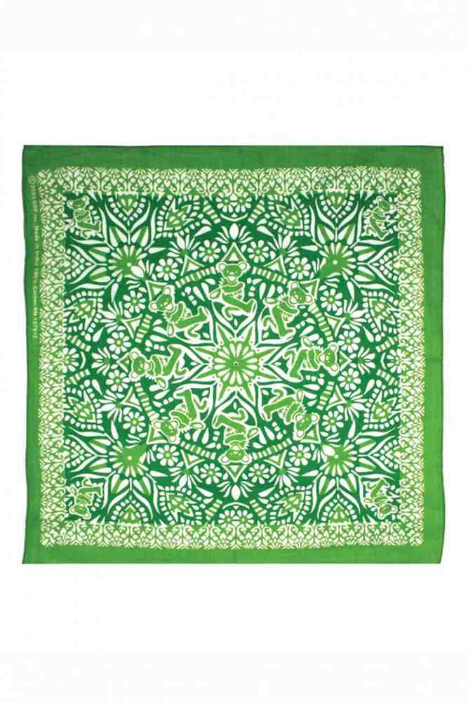 Cotton Grateful Dead Dancing Bear Bandana Scarf 22x22 Red Purple Green - Sweet Us