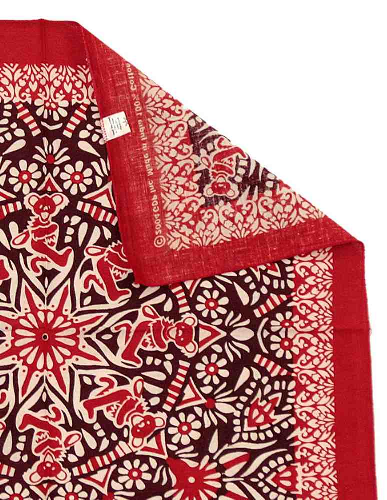 Cotton Grateful Dead Dancing Bear Bandana Scarf 22x22 Red Purple Green - Sweet Us