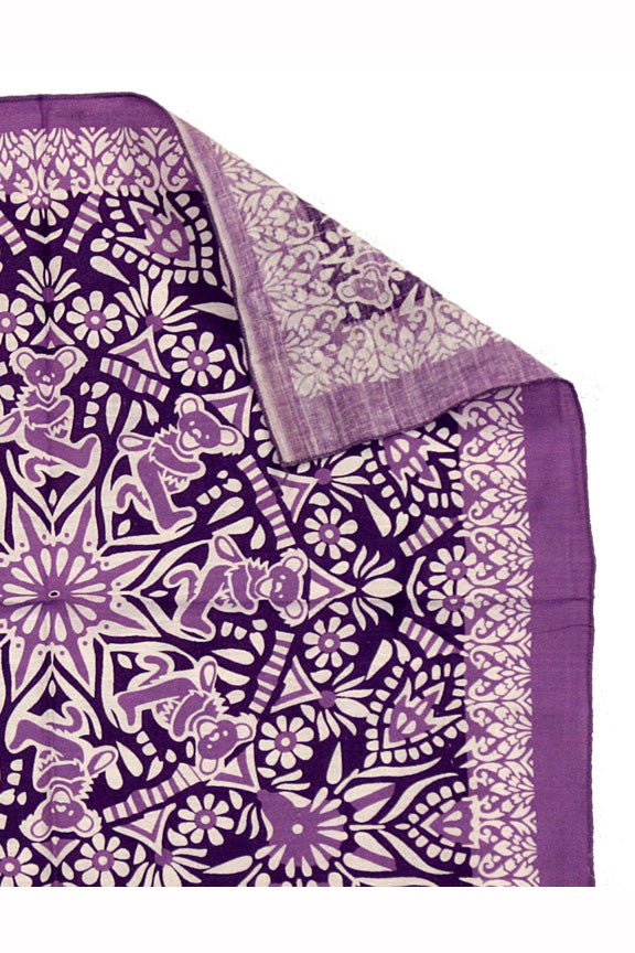 Cotton Grateful Dead Dancing Bear Bandana Scarf 22x22 Red Purple Green - Sweet Us