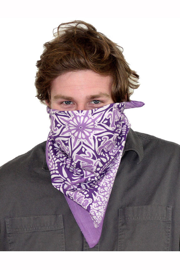 Cotton Grateful Dead Dancing Bear Bandana Scarf 22x22 Red Purple Green - Sweet Us