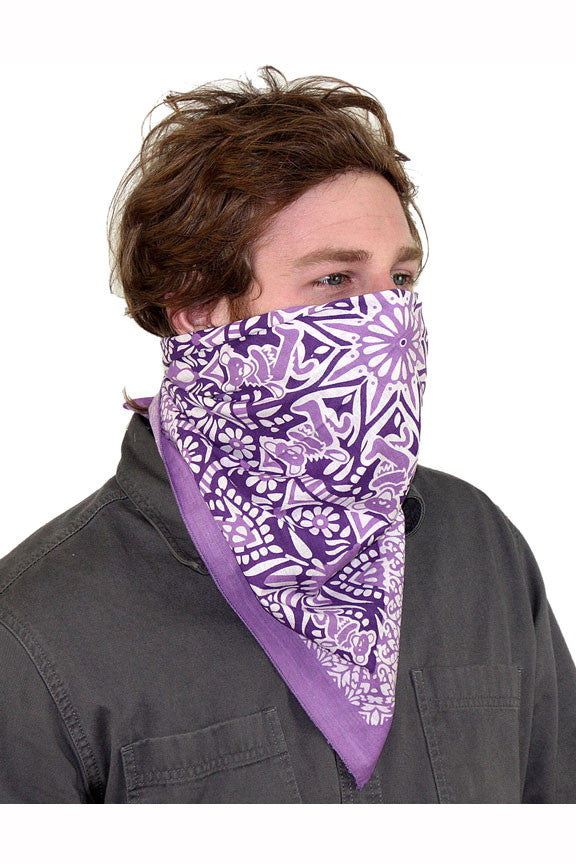 Cotton Grateful Dead Dancing Bear Bandana Scarf 22x22 Red Purple Green - Sweet Us