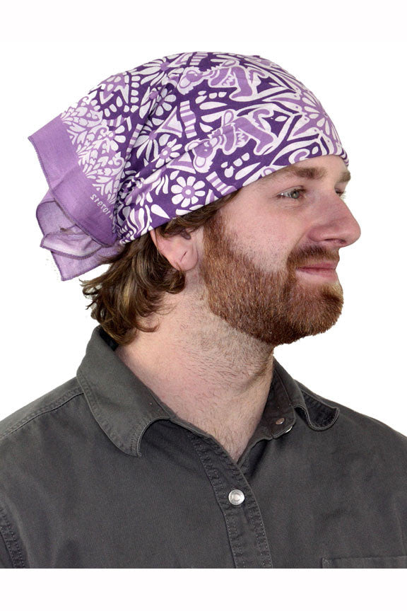 Cotton Grateful Dead Dancing Bear Bandana Scarf 22x22 Red Purple Green - Sweet Us