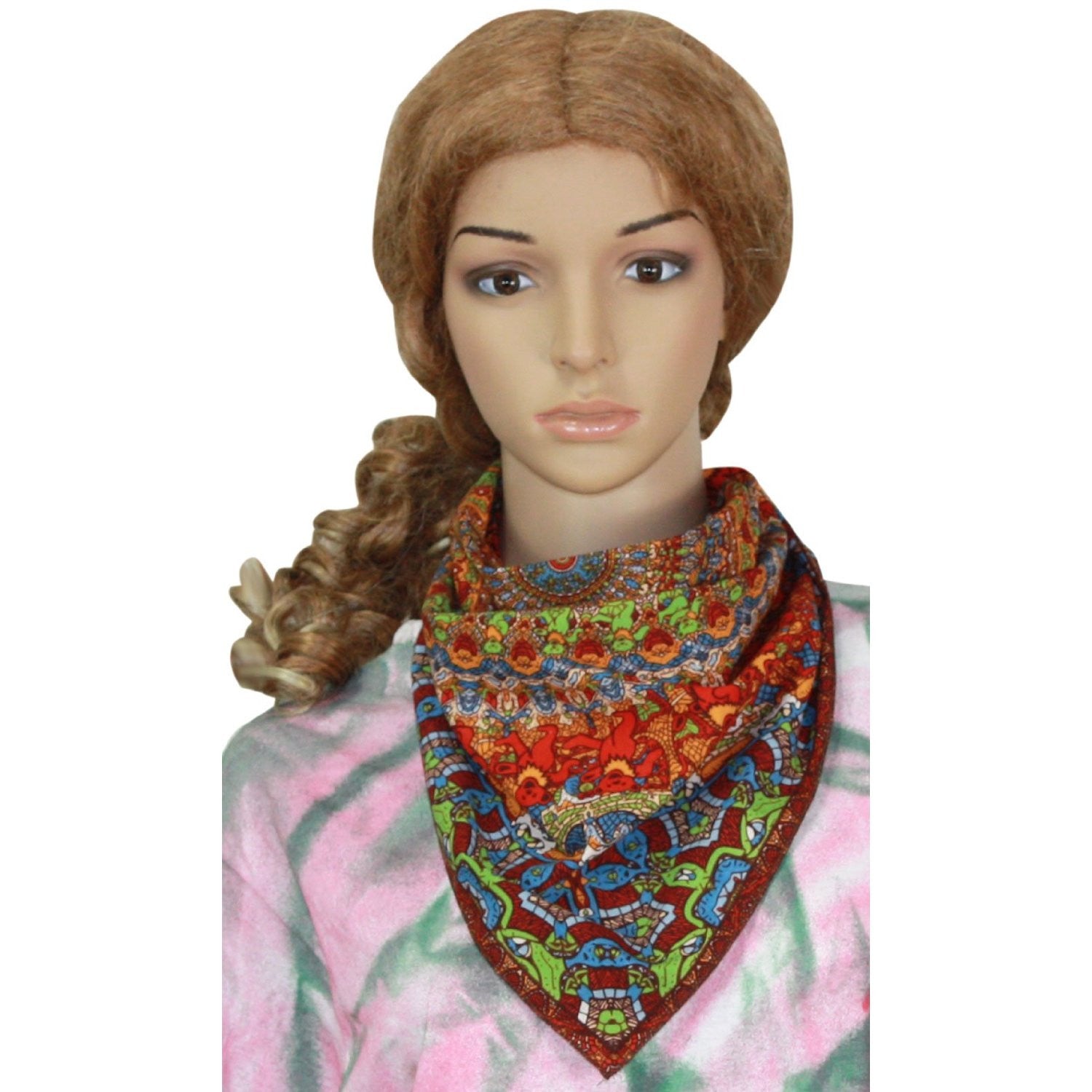 Unique Handmade Cotton Grateful Dead Vibrating Bear Mandala Bandana Scarf 22x22 - Sweet Us