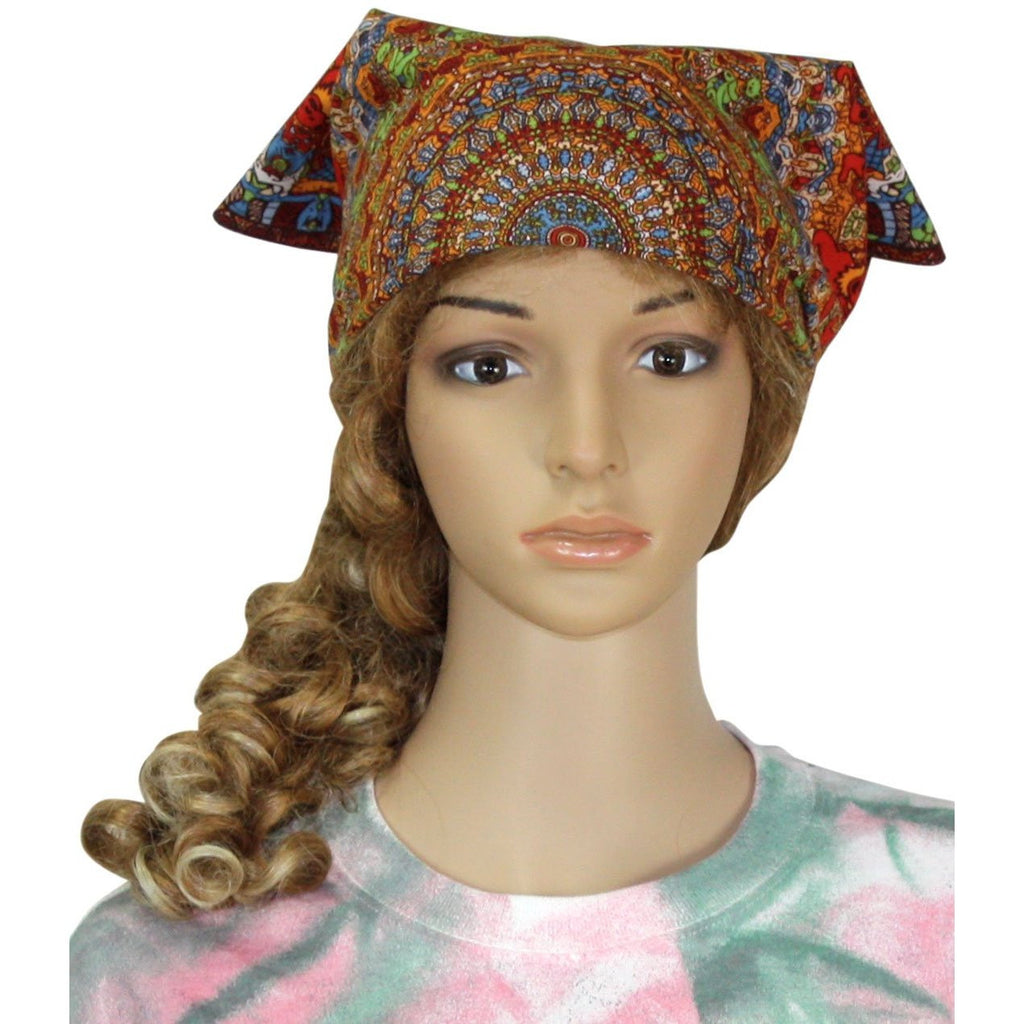 Unique Handmade Cotton Grateful Dead Vibrating Bear Mandala Bandana Scarf 22x22 - Sweet Us