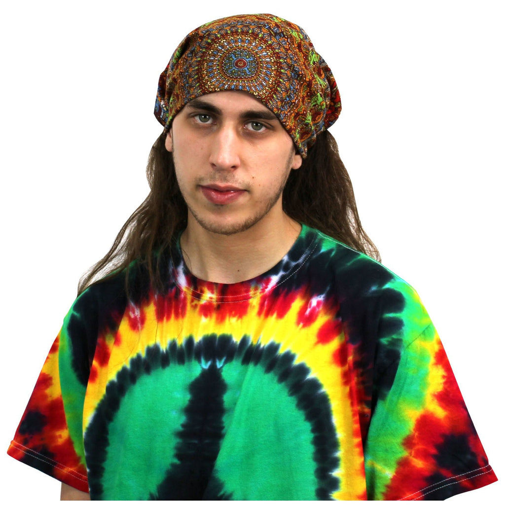 Unique Handmade Cotton Grateful Dead Vibrating Bear Mandala Bandana Scarf 22x22 - Sweet Us