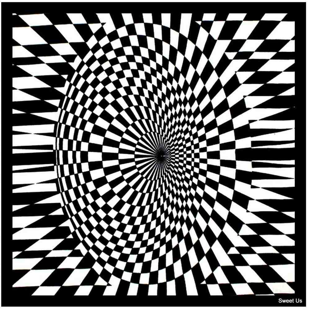 Cotton Op Art Bandana 22x22 Black White Optical Illusion Scarf