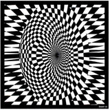 Cotton Op Art Bandana 22x22 Black White Optical Illusion Scarf