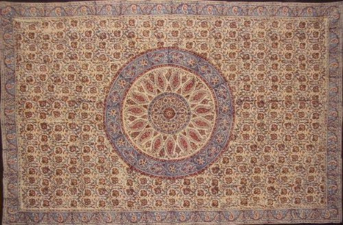 CLEARANCE Handmade Kalamkari Mandala Block Print 100% Cotton Tablecloth 60x90 - Sweet Us