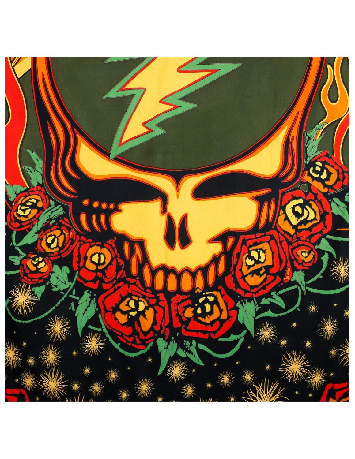 Grateful Dead Steal Your Face Tapestry with Roses Hippie Hanging Wall Art Scarlet Fire - Sweet Us