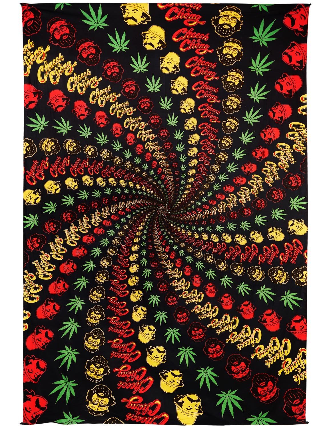 Handmade Cotton 3D Cheech & Chong Rasta Spiral Tapestry Tablecloth Spread 60x90 Inches - Sweet Us