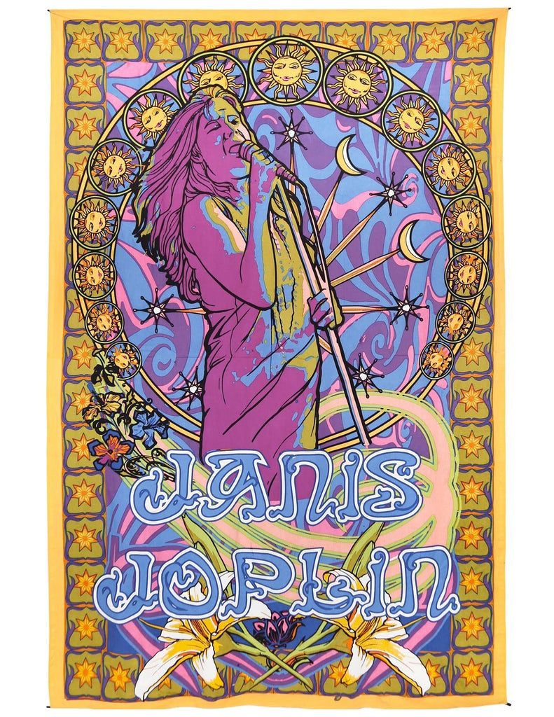 Handmade 100% Cotton Janis Joplin Hippie Bohemian Tapestry Tablecloth Throw Beach Sheet Dorm Decor 60x90 - Sweet Us