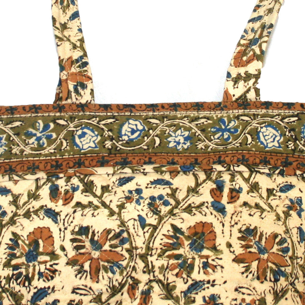 Handmade Cotton Kalamkari Block Print Shopping Work Tote Handbag 13x9 - Sweet Us