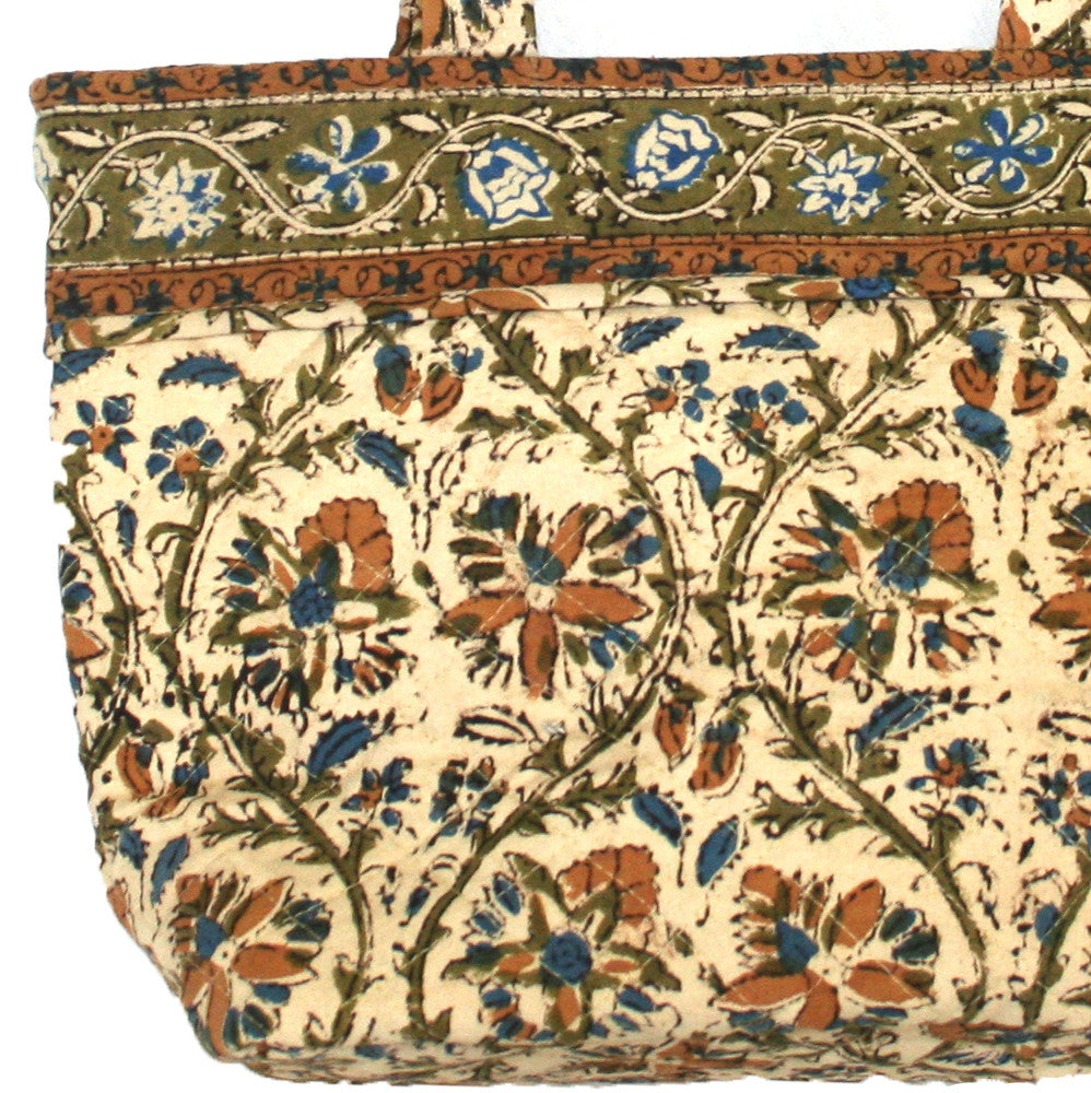 Handmade Cotton Kalamkari Block Print Shopping Work Tote Handbag 13x9 - Sweet Us