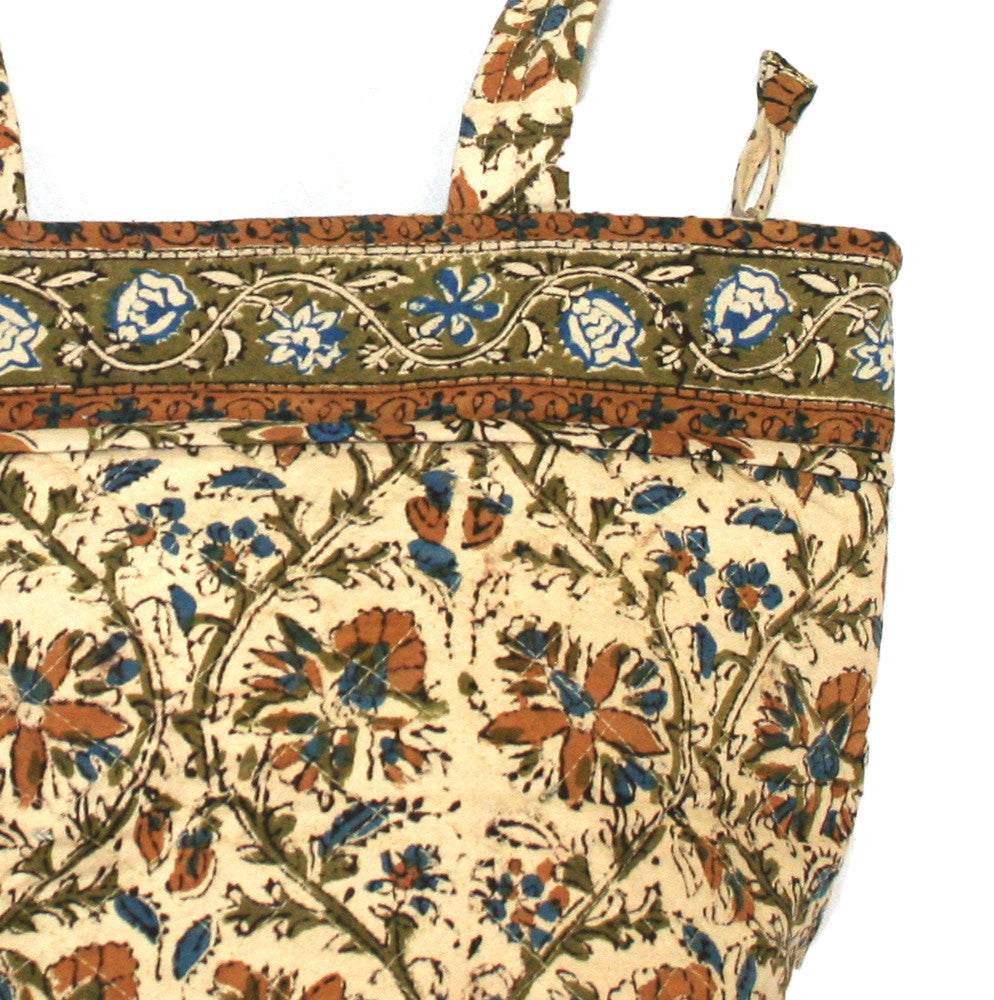 Handmade Cotton Kalamkari Block Print Shopping Work Tote Handbag 13x9 - Sweet Us