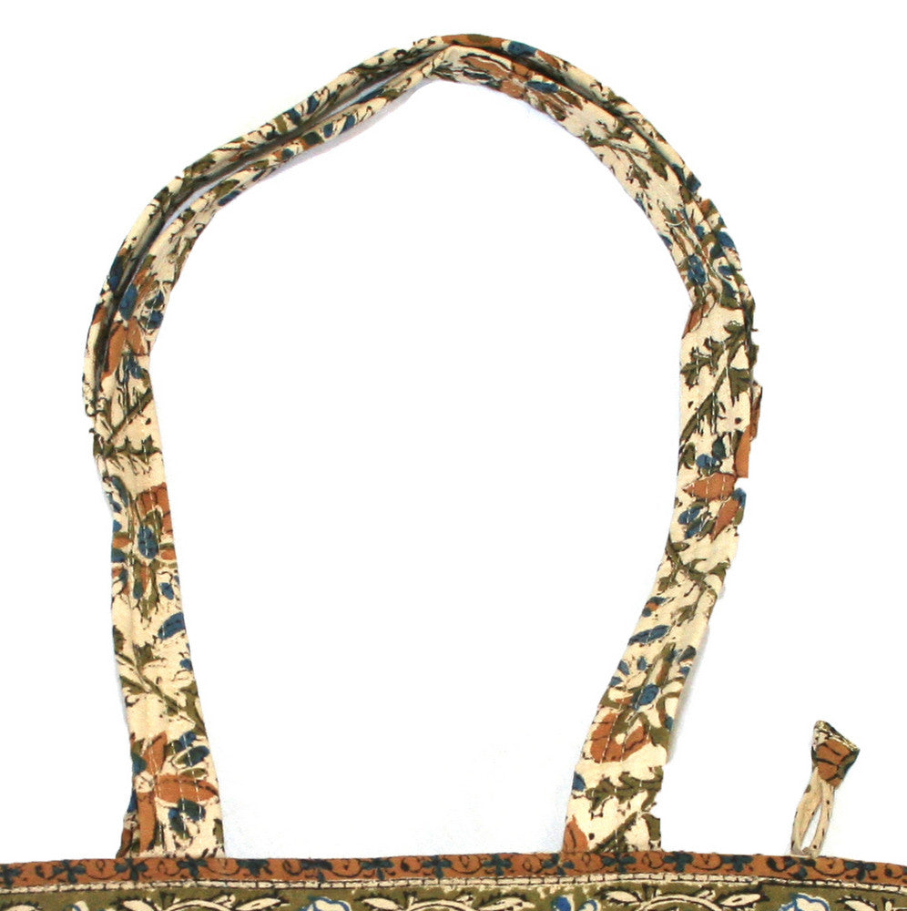 Handmade Cotton Kalamkari Block Print Shopping Work Tote Handbag 13x9 - Sweet Us