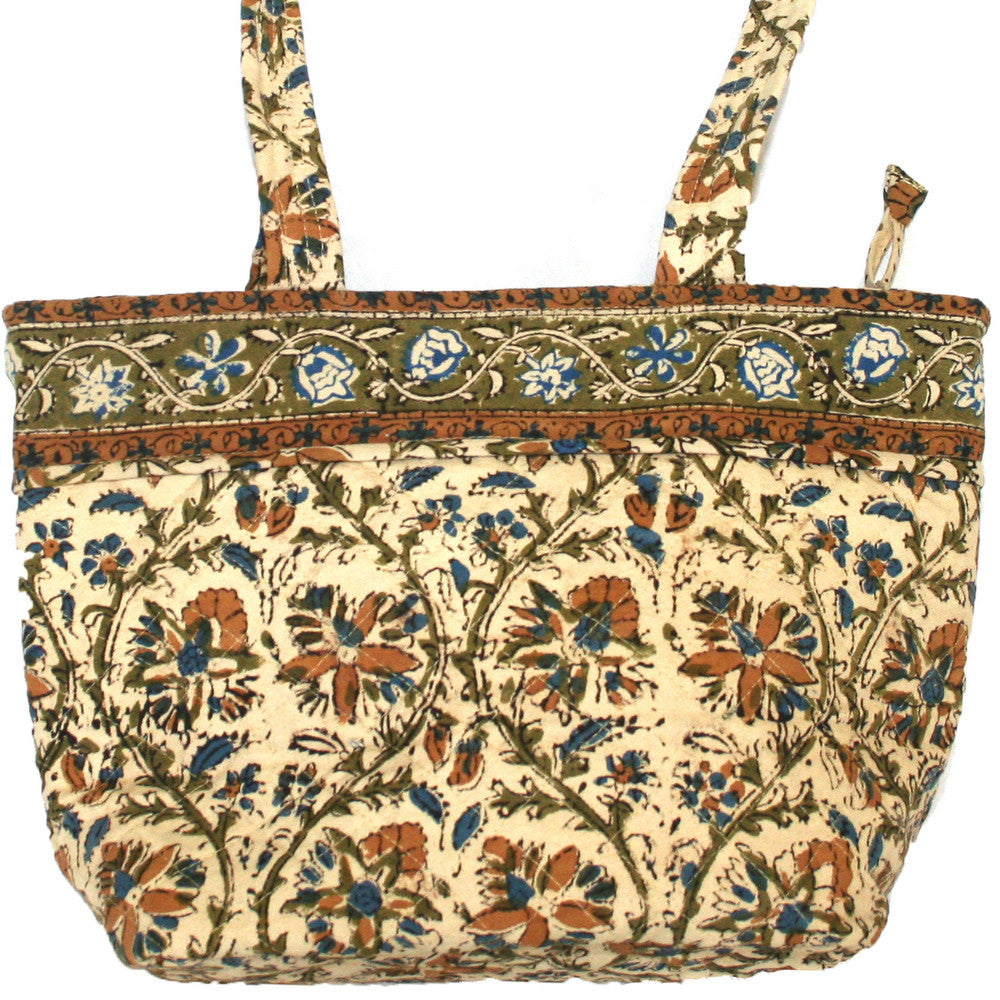 Handmade Cotton Kalamkari Block Print Shopping Work Tote Handbag 13x9 - Sweet Us