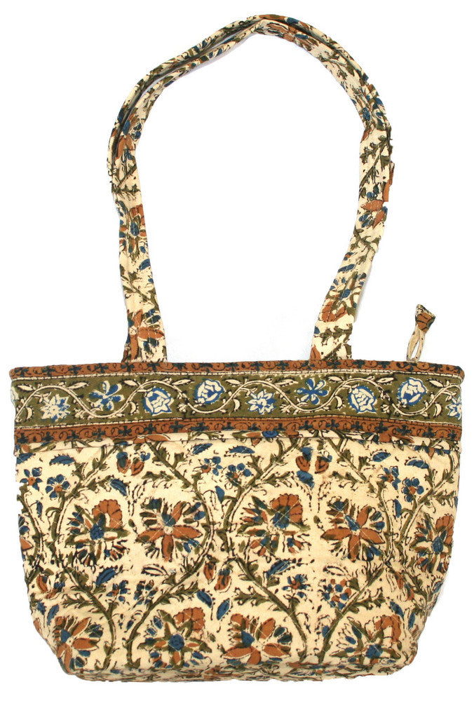 Handmade Cotton Kalamkari Block Print Shopping Work Tote Handbag 13x9 - Sweet Us