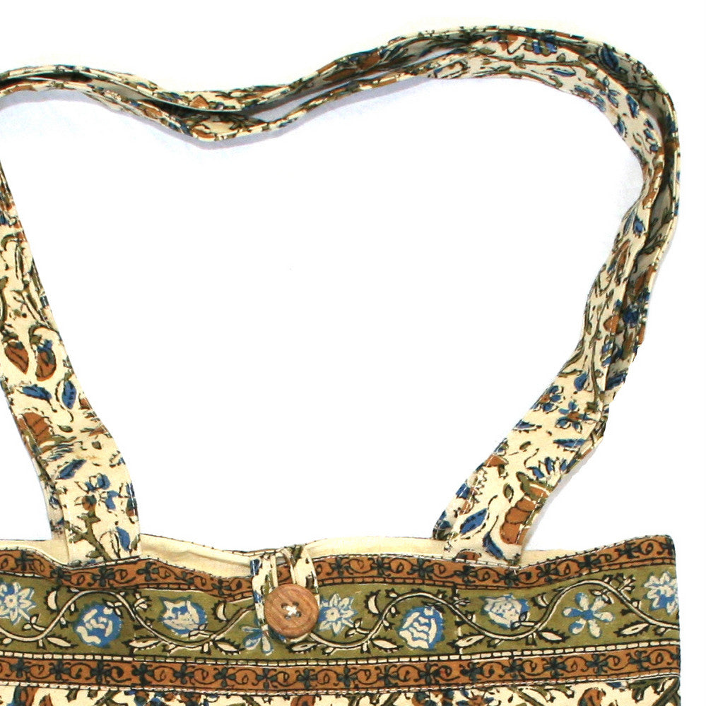 Handmade Cotton Kalamkari Block Print Shopping Work Tote College Bag 15x15 - Sweet Us