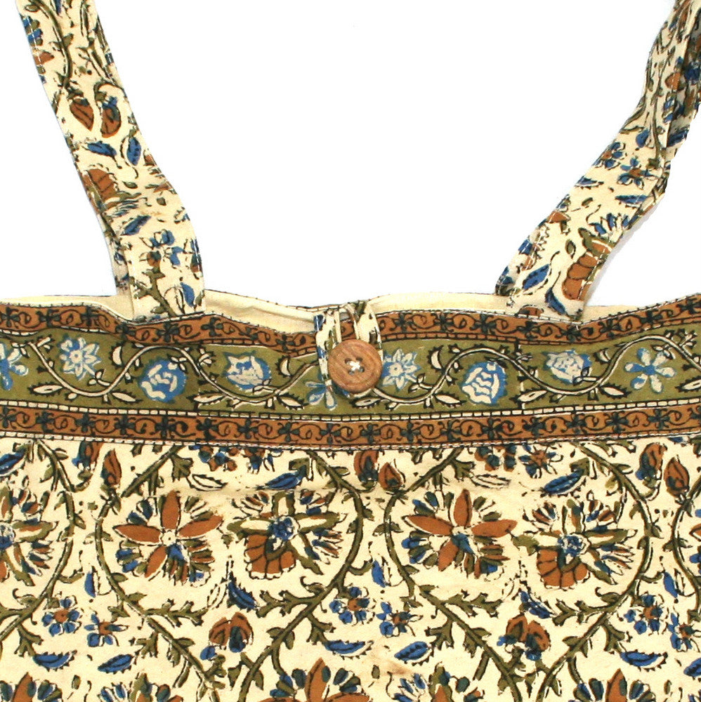 Handmade Cotton Kalamkari Block Print Shopping Work Tote College Bag 15x15 - Sweet Us