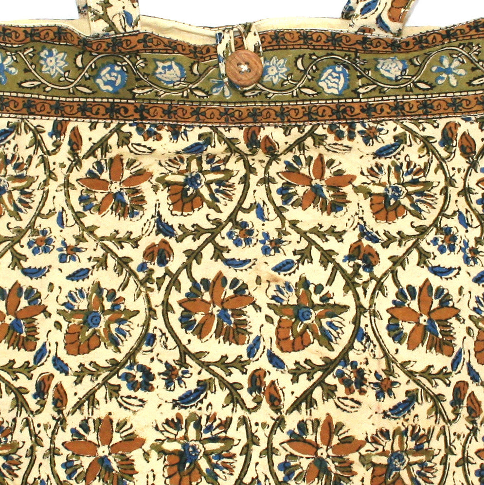 Handmade Cotton Kalamkari Block Print Shopping Work Tote College Bag 15x15 - Sweet Us