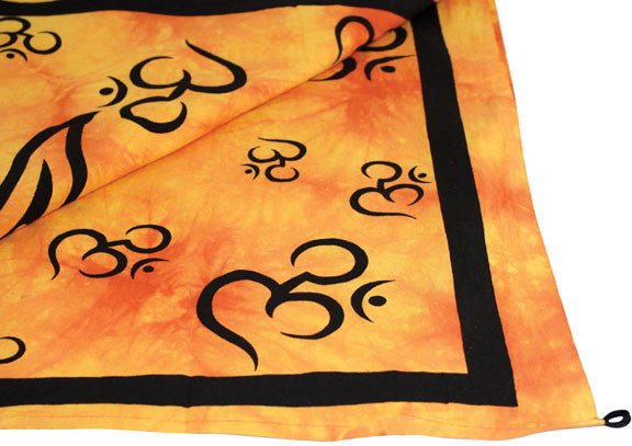 Handmade Cotton Om Sun Orange Tie Dye Indian Tapestry Tablecloth Spread 60x90 - Sweet Us