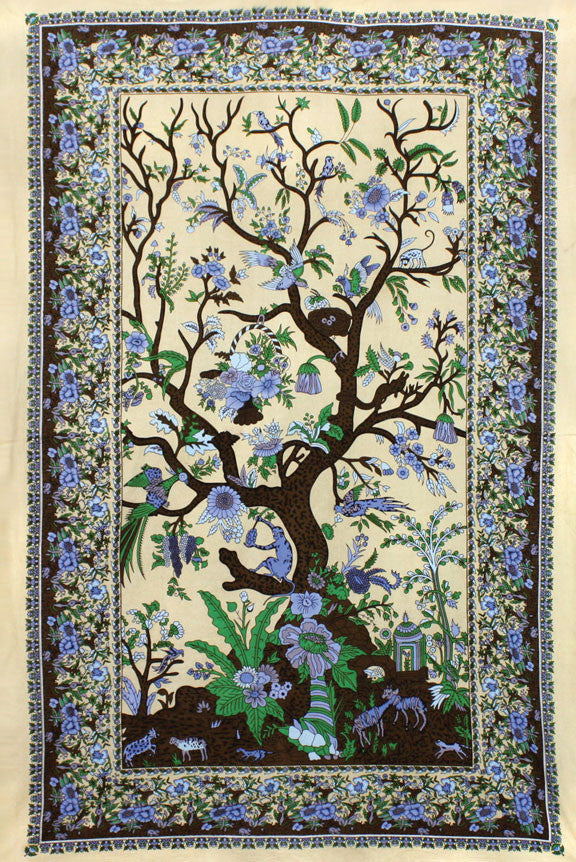Handmade 100% Cotton Tree of Life Tapestry Tablecloth Coverlet Spread 60x90 - Sweet Us