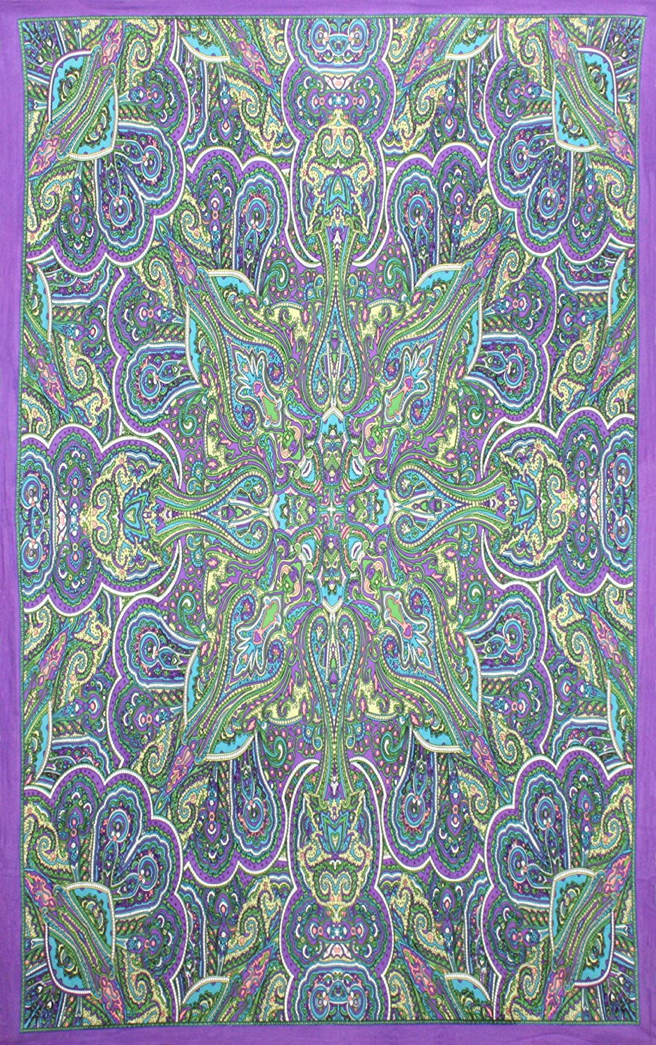 Kaleidoscope Paisley Indian Throw Tablecloth Spread Twin 60x90 Gorgeous - Sweet Us