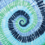 Blue Green Spiral Tie-Dye Throw Tablecloth Spread Twin 60x90 Gorgeous for Dorms - Sweet Us