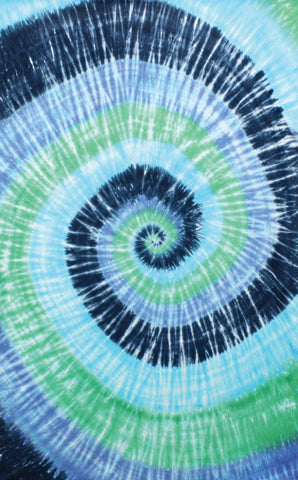 Blue Green Spiral Tie-Dye Throw Tablecloth Spread Twin 60x90 Gorgeous for Dorms - Sweet Us