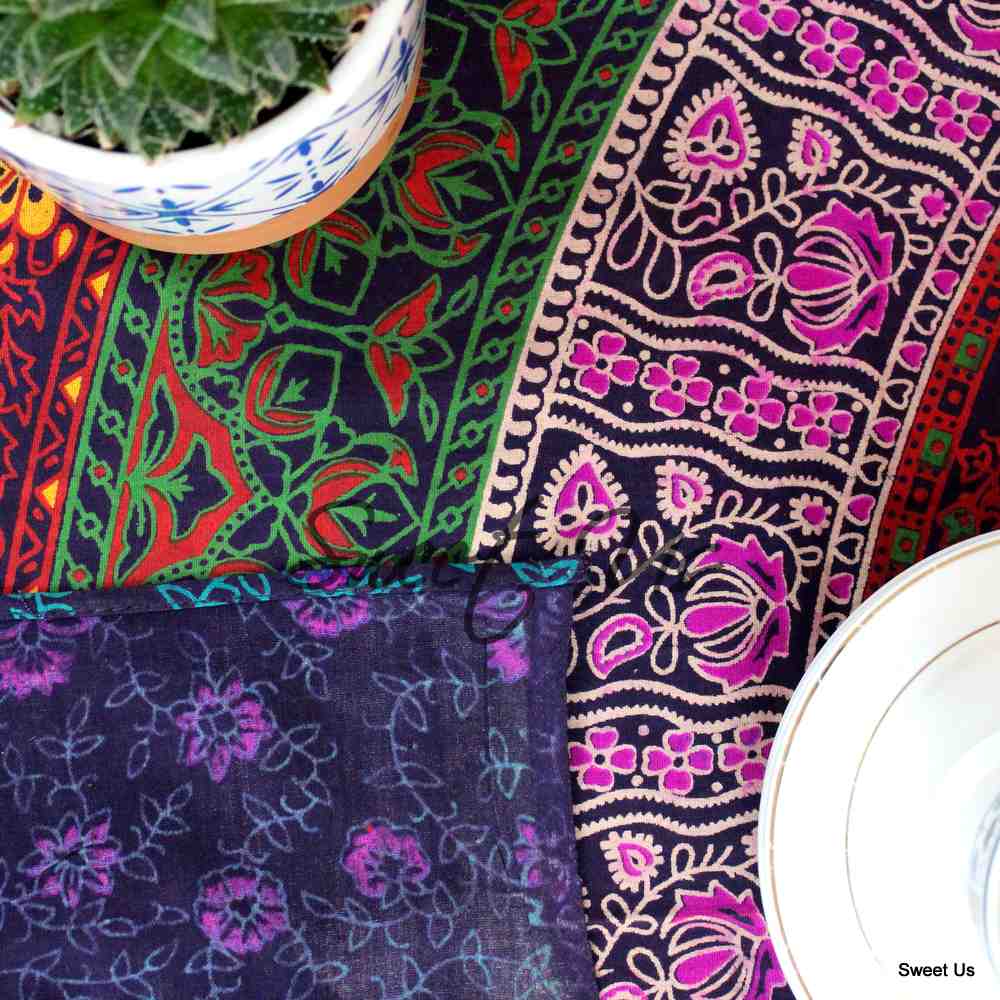 Cotton Circle of Life Floral Tablecloth Rectangle Deep Wine Kitchen Dining Linen