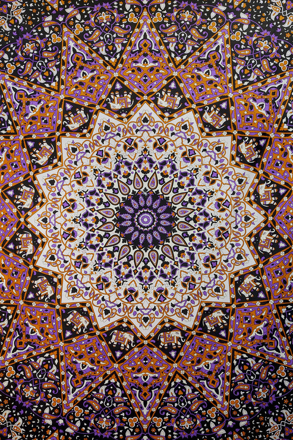 Handmade Cotton Glow in Dark Star Purple Tapestry Tablecloth Spread Twin 60x90 - Sweet Us