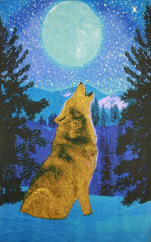 Handmade Cotton Glow in the Dark Full Moon Wolf Tapestry Tablecloth Spread 60x90 - Sweet Us