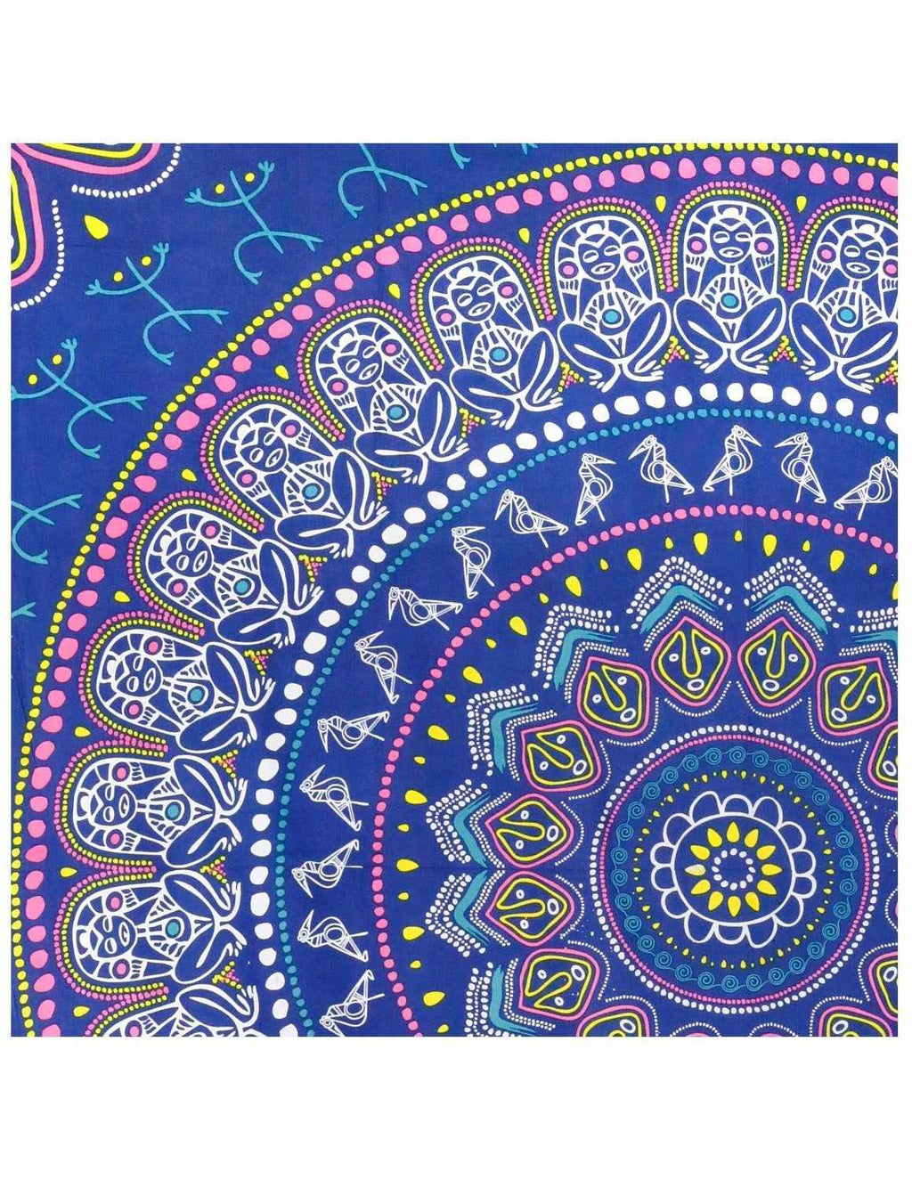 Handmade Cotton Taino Mandala Tapestry Wall Art Beach Sheet 60x90 inches Blue - Sweet Us