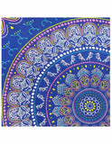 Handmade Cotton Taino Mandala Tapestry Wall Art Beach Sheet 60x90 inches Blue - Sweet Us