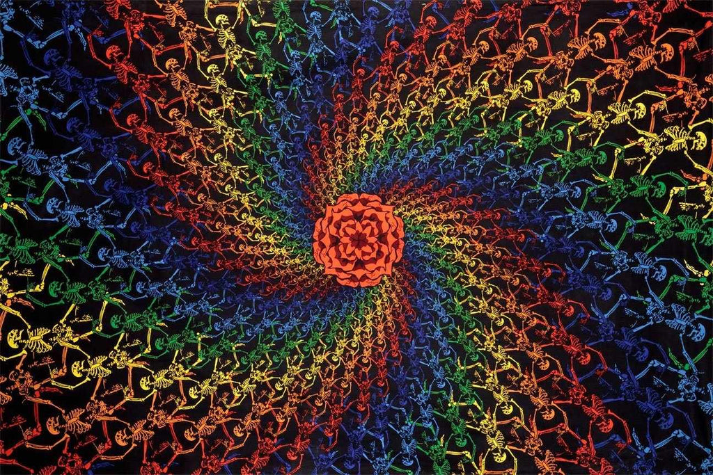Cotton Rainbow Skeletons Spiral Tapestry Tablecloth Spread 60x90 inches Beach Sheet - Sweet Us