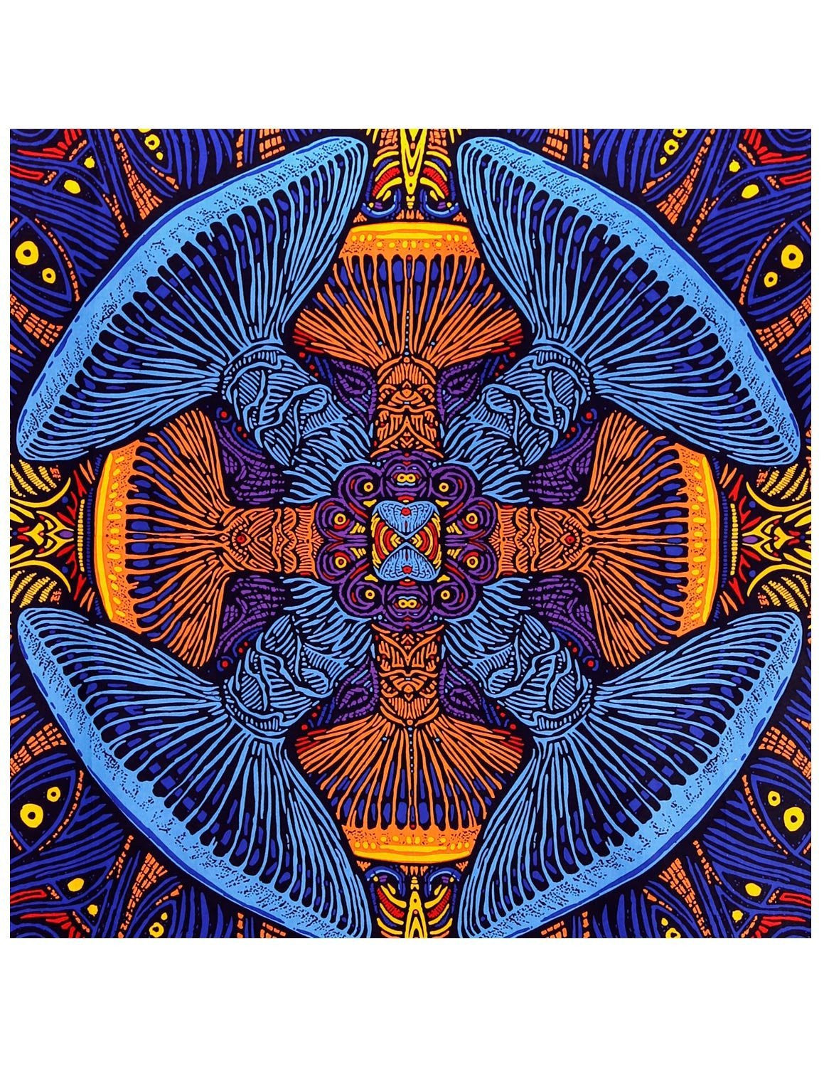 Handmade 100% Cotton 3D Magic Mushroom Tapestry Tablecloth Bedspread Beach Sheet Sun Canopy 60x90 - Sweet Us