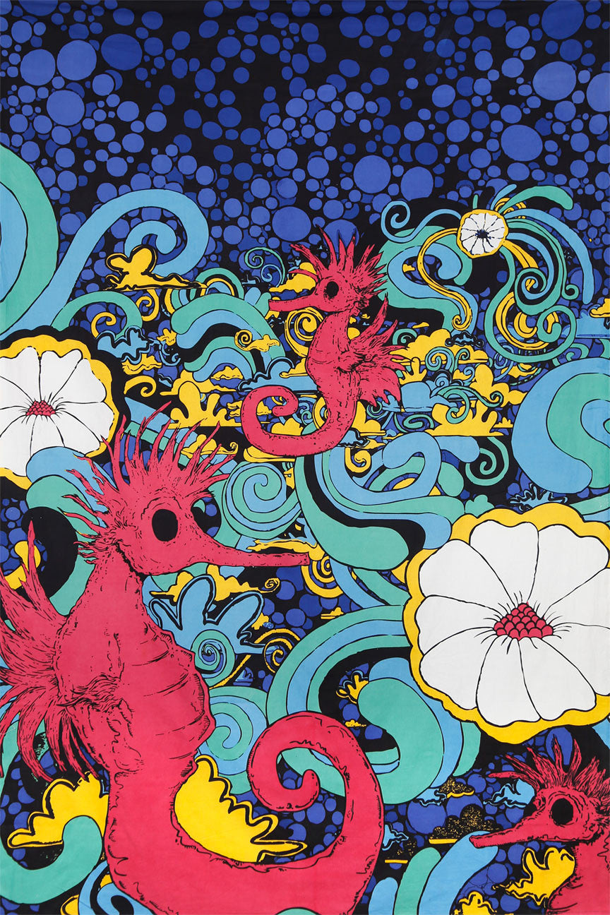 Handmade 100% Cotton 3D Psychedelic Seahorse Under Sea Party Tapestry Tablecloth Beach Sheet 60x90 - Sweet Us
