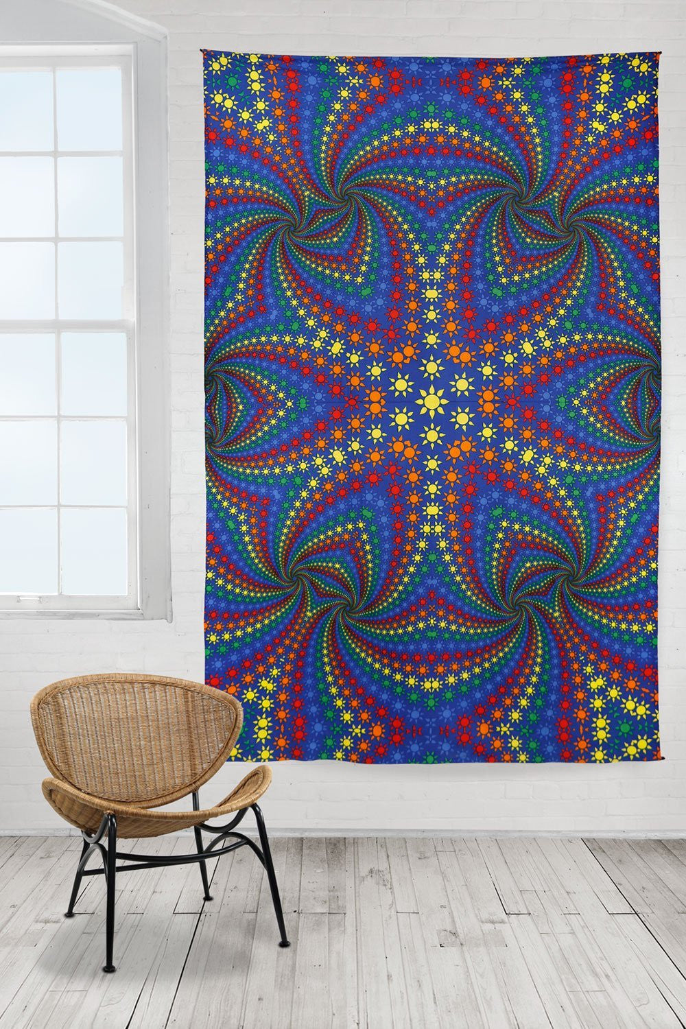 Handmade 100% Cotton Twisted Suns Hippie Bohemian Tapestry Tablecloth Throw Beach Sheet Dorm Decor 60x90 - Sweet Us