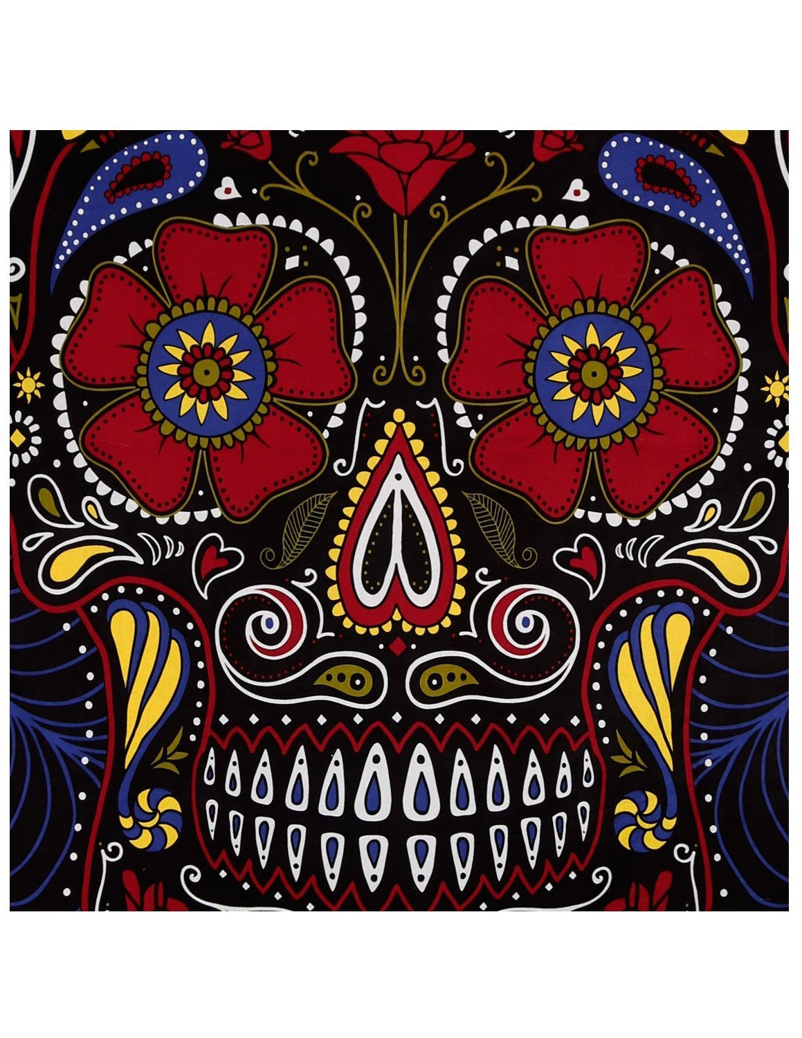 Handmade Cotton 3D Sugar Skull Tapestry Wall Art Beach Sheet 60x90 Inches Blue - Sweet Us