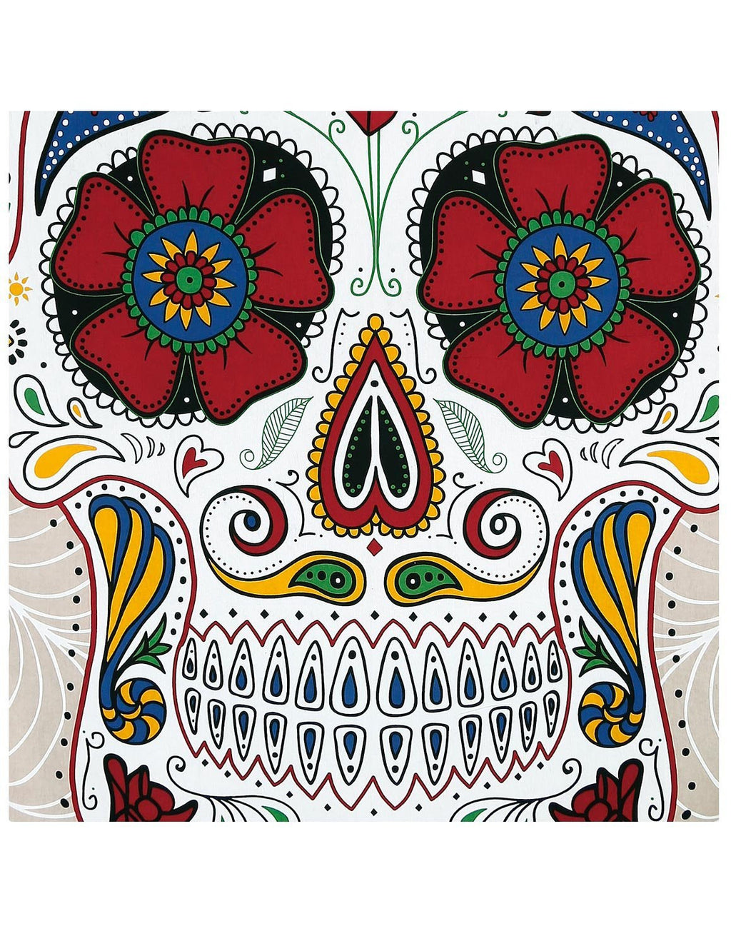 Handmade Cotton 3D Sugar Skull Tapestry Wall Art Beach Sheet 60x90 Inches Red Pink - Sweet Us