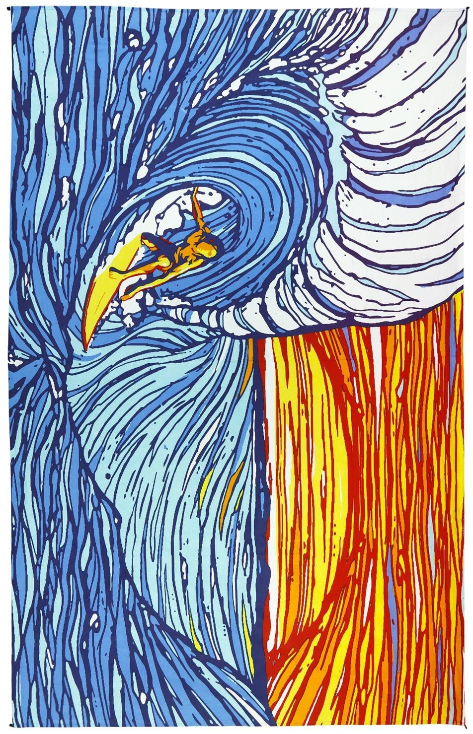 Handmade Cotton Sunset Surfer Ocean Wave Tapestry Tablecloth Bedspread Coverlet Beach Sheet Twin 60x90 Dorm Decor - Sweet Us