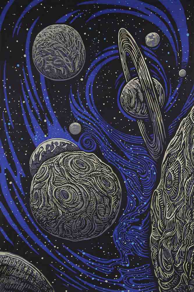 3D Outer Space Galactic Planetary Celestial Tapestry Wall Hang Cotton Beach Dorm - Sweet Us