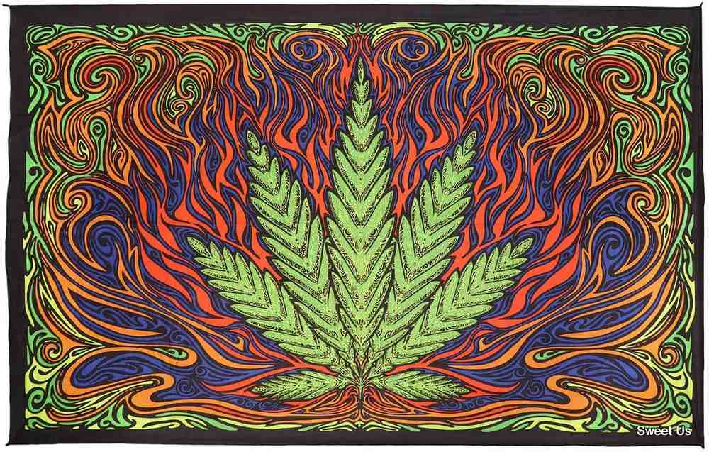 3D Cotton Pot Leaf Marijuana Tapestry Bohemian Wall Hanging 60x90 Inches