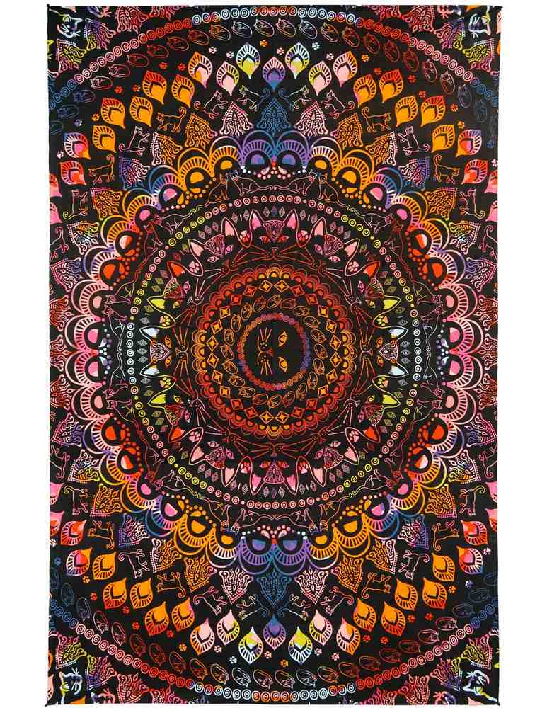 3D Rainbow Cat Mini Tapestry Tie Dye Kitty Fabric Cotton Poster 30x45 inches - Sweet Us