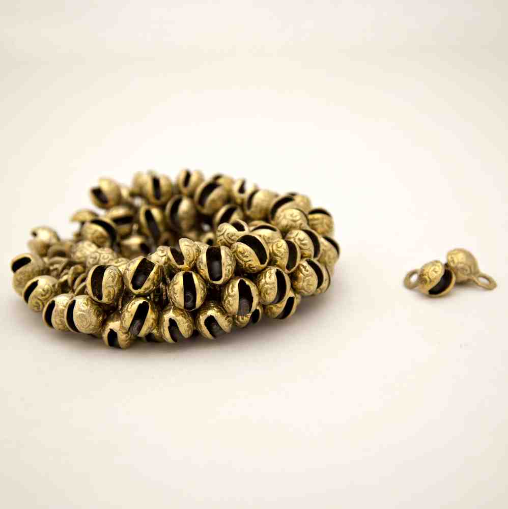 100 Pcs 0.75 inches High Single Cut Embossed Brass Bells Craft work, Anniversary - Sweet Us