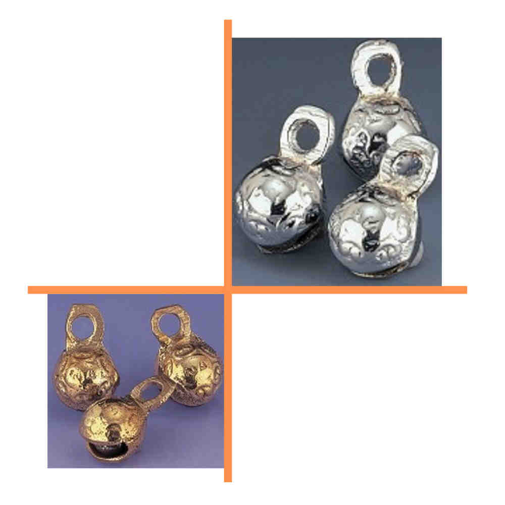 100 Pcs 0.75 inches High Single Cut Embossed Brass Bells Craft work, Anniversary - Sweet Us