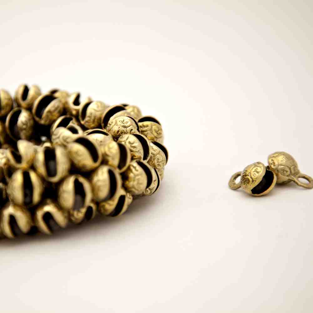 100 Pcs 0.75 inches High Single Cut Embossed Brass Bells Craft work, Anniversary - Sweet Us